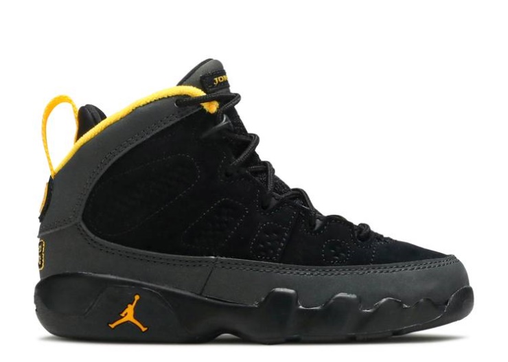 Air Jordan 9 Retro Ps - Dark Charcoal University Gold