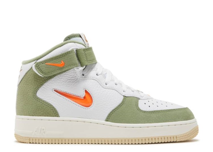 Nike Air Force 1 Mid Qs - Olive Green Total Orange